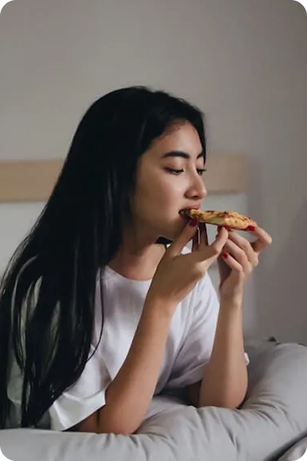 Customer enjoying pizza